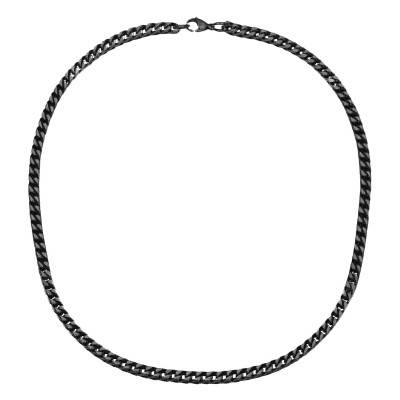 Black Steel Cuban Link Chain, 50 cm Long, 5 mm Wide - Phebus