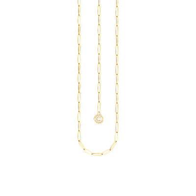 Gold-Plated Rectangular Cable Chain Charmista Round Coin Necklace, Length 45 cm - X2089-427-39 - Thomas Sabo