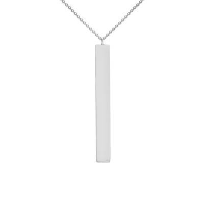 Collier Plaque Verticale en Or Blanc 375, Longueur 41 à 43 cm - Emanessence
