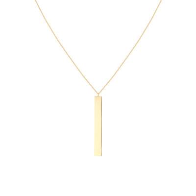 Collier Plaque Rectangulaire Or Jaune 375, Longueur 41 à 43 cm - Emanessence