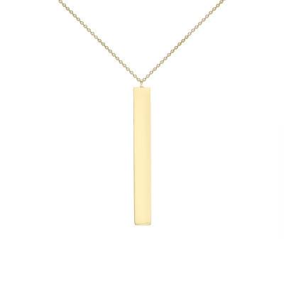 Collier Plaque Rectangulaire Or Jaune 375, Longueur 41 à 43 cm - Emanessence
