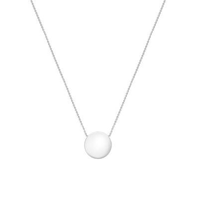Collier Disque en Or Blanc 375, Longueur 41 à 43 cm - Emanessence