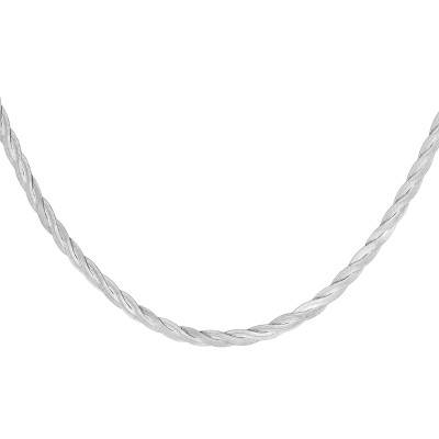 Collier Torsadé en Or Blanc 375, Longueur 43 cm - Emanessence