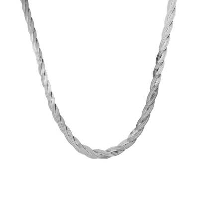 375/1000 White Gold Twisted Chain, 43 cm - Emanessence