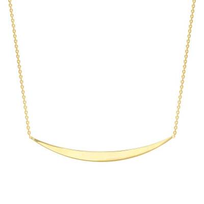 375/1000 Yellow Gold Curved Plate Necklace, 41 to 43 cm Length - Emanessence