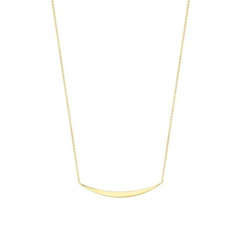 375/1000 Yellow Gold Curved Plate Necklace, 41 to 43 cm Length - Emanessence