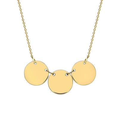 Yellow Gold 375 Triple Disc Necklace, Length 41 cm to 43 cm - Emanessence