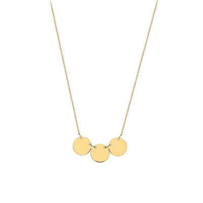 Collier Triple Disque en Or Jaune 375, Longueur 41 à 43 cm - Emanessence