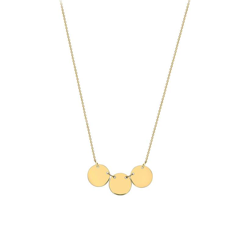 Yellow Gold 375 Triple Disc Necklace, Length 41 cm to 43 cm - Emanessence