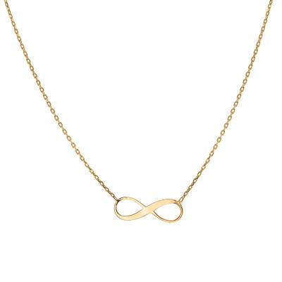 375/1000 Yellow Gold Infinity Necklace, Length 41 cm to 46 cm - Emanessence