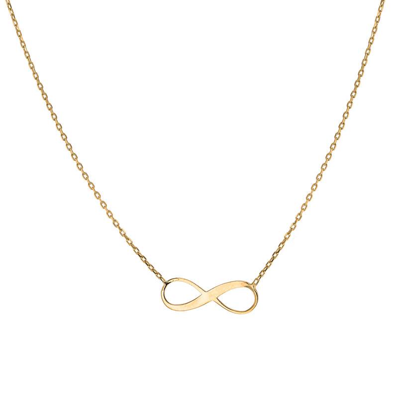 375/1000 Yellow Gold Infinity Necklace, Length 41 cm to 46 cm - Emanessence