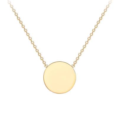 375/1000 Yellow Gold Disc Necklace, Length 41 cm to 43 cm - Emanessence