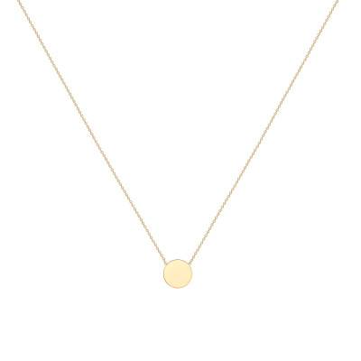 Collier Disque en Or Jaune 375, Longueur 41 à 43 cm - Emanessence