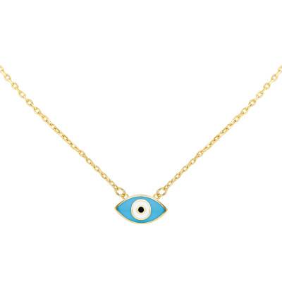 Collier Oeil Émaillé en Or Jaune 375, Longueur 41 à 43 cm - Emanessence