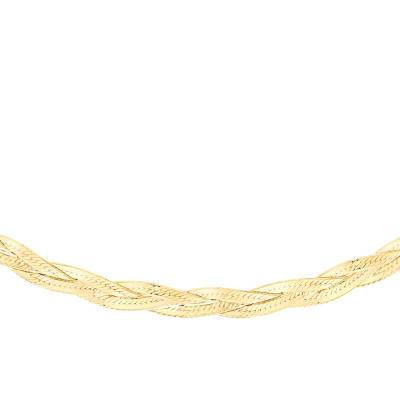 Yellow Gold 375 Triple Braided Chevron Necklace, Length 43 cm - Emanessence