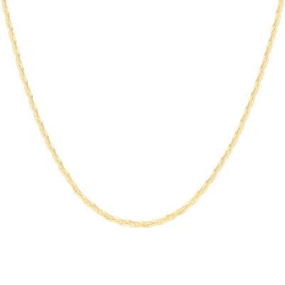 Yellow Gold 375 Triple Braided Chevron Necklace, Length 43 cm - Emanessence