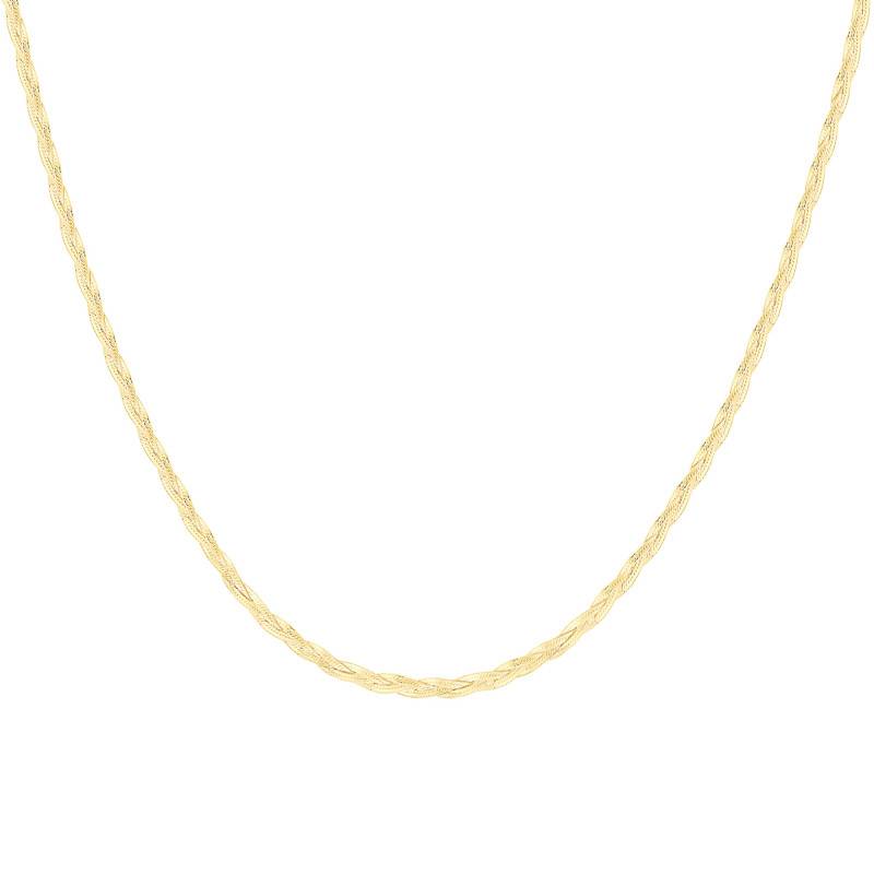 Yellow Gold 375 Triple Braided Chevron Necklace, Length 43 cm - Emanessence