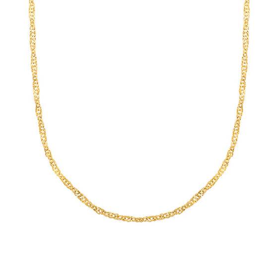 Collier Femme Maille Torsadée Avec Boule - Plaqué Or Jaune 750 - Longueur 45 Cm - Neuf Avec étiquettes