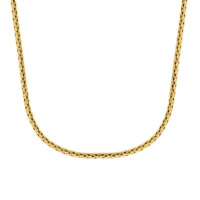 Collier chute maille palmier, plaqué or jaune, Longueur 45 cm - Manillon
