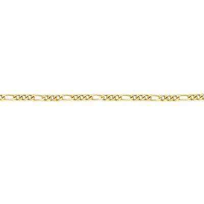 Chaîne Figaro Diamantée en Or Jaune 375, Largeur de 1,10 à 1,80 mm, Longueur 41 cm - Manillon