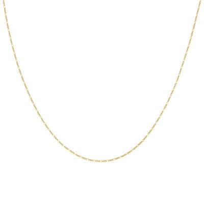 Chaîne Figaro Diamantée en Or Jaune 375, Largeur de 1,10 à 1,80 mm, Longueur 41 cm - Manillon