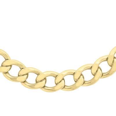 375 Yellow Gold Flat Curb Chain, Length 46 cm, Width 7.90 mm - Manillon