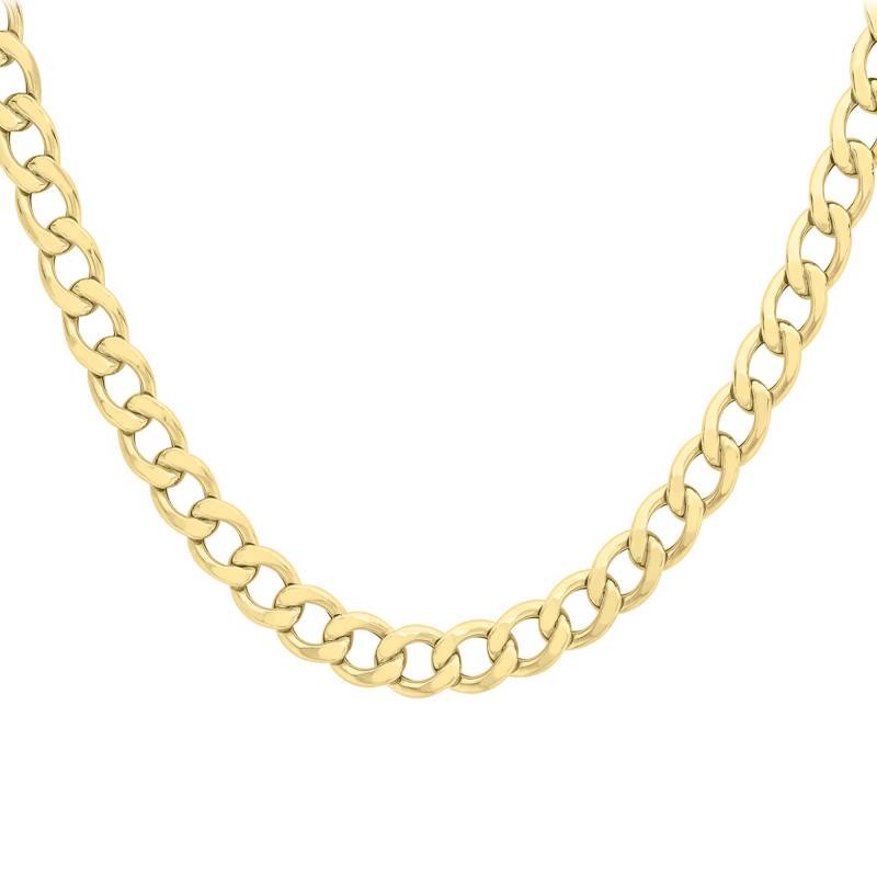 375 Yellow Gold Flat Curb Chain, Length 46 cm, Width 7.90 mm - Manillon