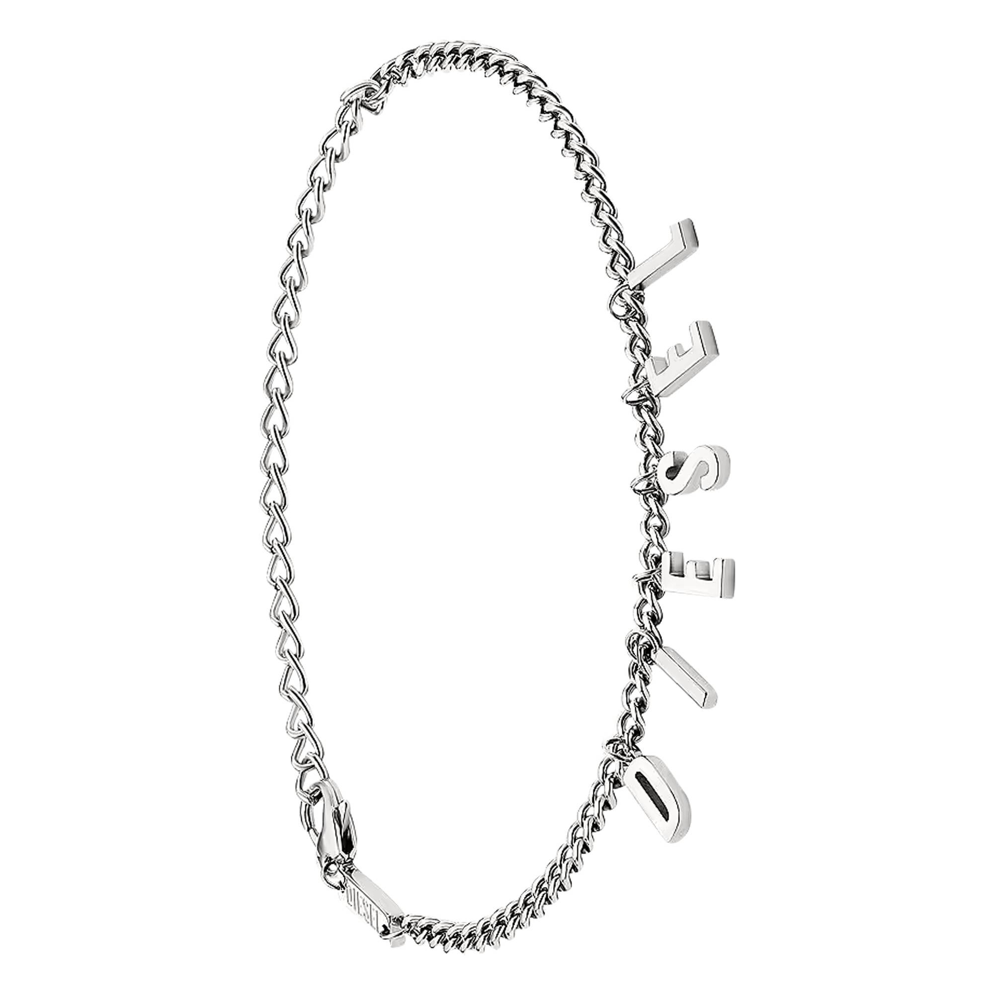 Bracelet Diesel Pour Hommes En Acier Inoxydable Avec Fermoir Mousqueton - Style Urbain Et Robustesse