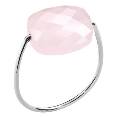 Bague Quartz Rose Poudré Coussin & Or Blanc 750 - Morganne Bello