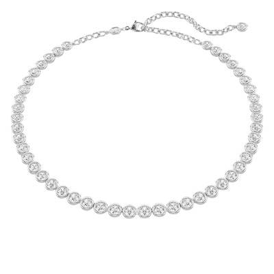Rhodium-Plated Metal & White Crystals Imber Tennis Necklace, Length 38 cm to 45 cm - 5682595 - Swarovski