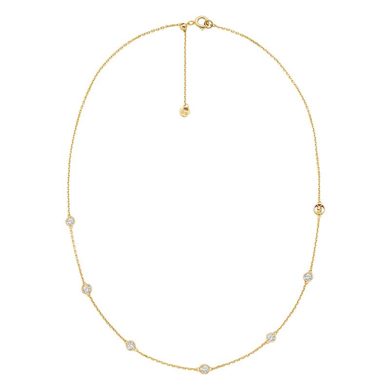 Kors Brilliance 925 Silver Yellow Gold-Plated Necklace & Cubic Zirconia, Length 43 cm - Michael Kors