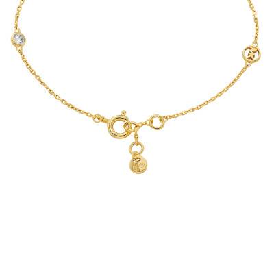 Kors Brilliance 925 Silver Yellow Gold Plated & Cubic Zirconia Bracelet, Length 16,50 cm to 17,50 cm - Michael Kors