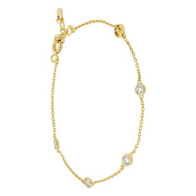 Kors Brilliance 925 Silver Yellow Gold Plated & Cubic Zirconia Bracelet, Length 16,50 cm to 17,50 cm - Michael Kors