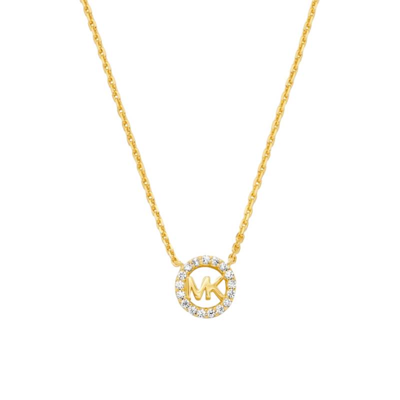 Kors MK Round 925 Silver Yellow Gold-Plated & Zirconium Oxide Cable Chain Necklace, 38 cm to 43 cm - Michael Kors
