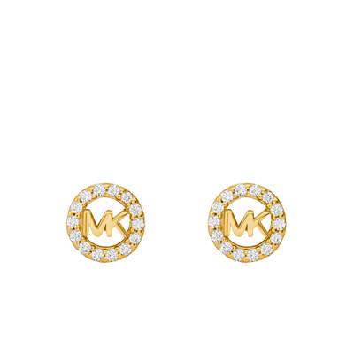Boucles d'oreilles Kors MK Rondes Argent Plaqué Or Jaune & Zircones - Michael Kors