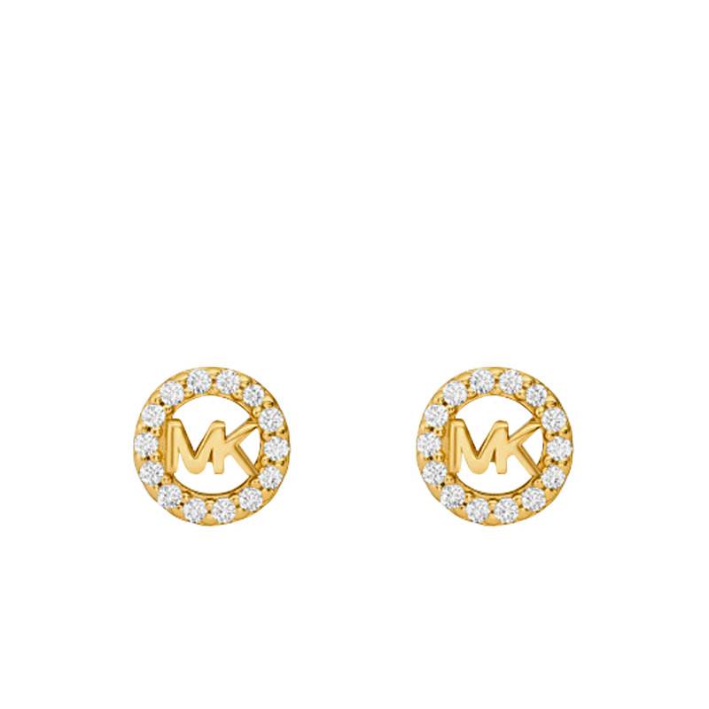 Kors MK Round 925 Silver Yellow Gold-Plated & Zirconium Oxide Stud Earrings - Michael Kors