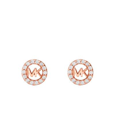 Boucles d'oreilles Kors MK Rondes Argent Plaqué Or Rose & Zircones - Michael Kors