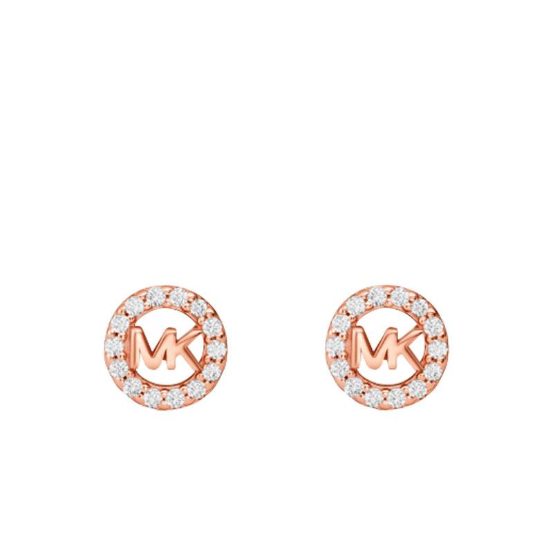 Round Kors MK 925 Silver & Rose Gold-Plated Cubic Zirconia Stud Earrings - Michael Kors