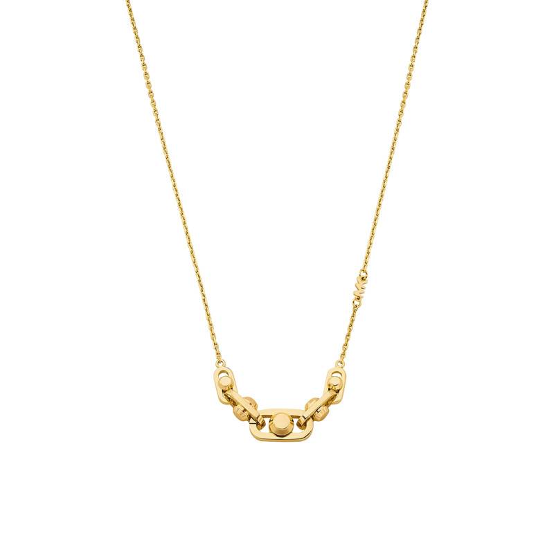 Astor Link 925 Silver 585 Yellow Gold-Plated Necklace, 41 cm to 43 cm Adjustable Length - Michael Kors