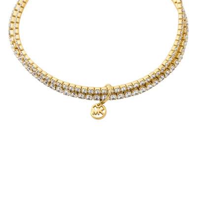 Kors Brilliance Double Yellow Gold-Plated & Cubic Zirconia Tennis Bracelet - Michael Kors