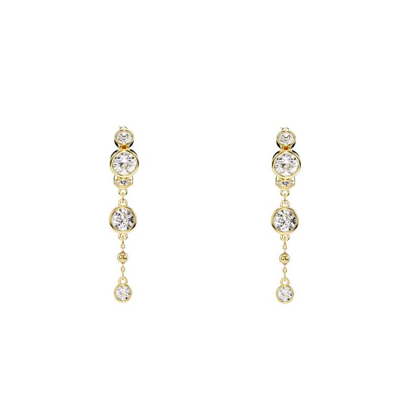 Gold-Toned Metal & White Crystals Imber Drop Earrings - 5680097 - Swarovski