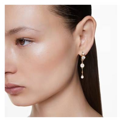 Gold-Toned Metal & White Crystals Imber Drop Earrings - 5680097 - Swarovski