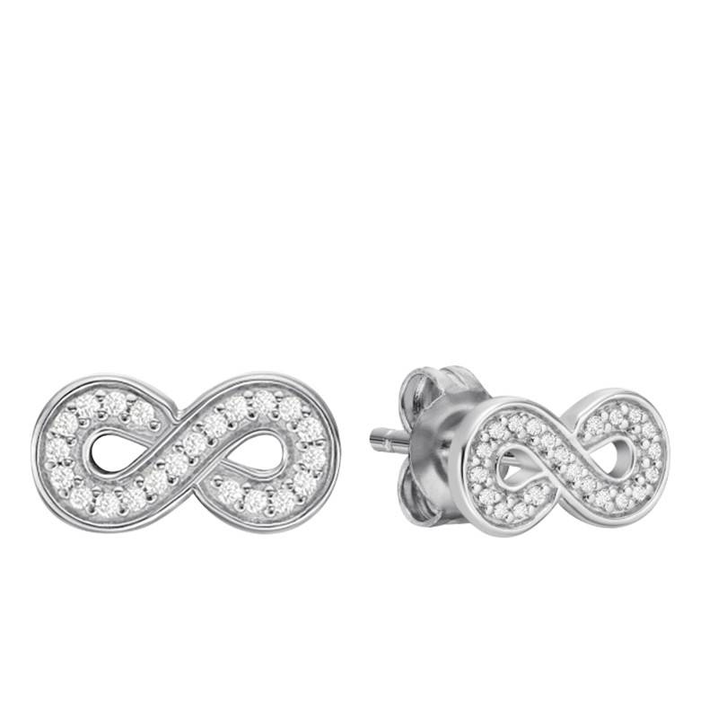 Infinity Stud Earrings in 925 Silver & Cubic Zirconia - Fossil