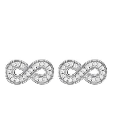 Infinity Stud Earrings in 925 Silver & Cubic Zirconia - Fossil