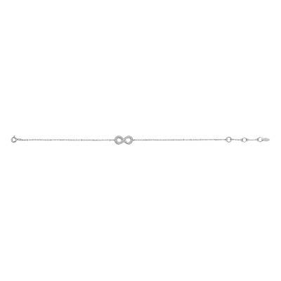 Bracelet Infinity en Argent 925 & Zircones, Longueur 16,50 cm à 19 cm - Fossil