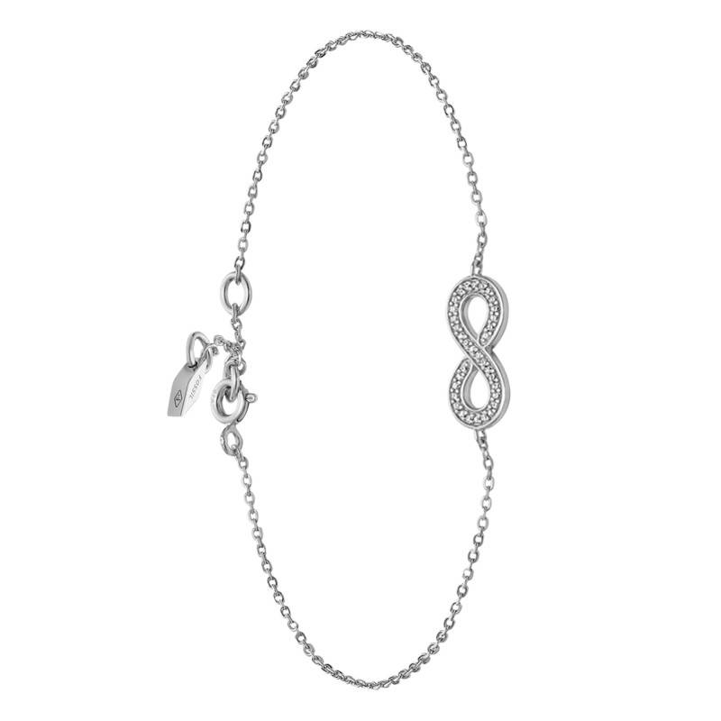 "Infinity Bracelet in 925 Silver & Cubic Zirconia, Length 16,50 cm à 19 cm" - Fossil