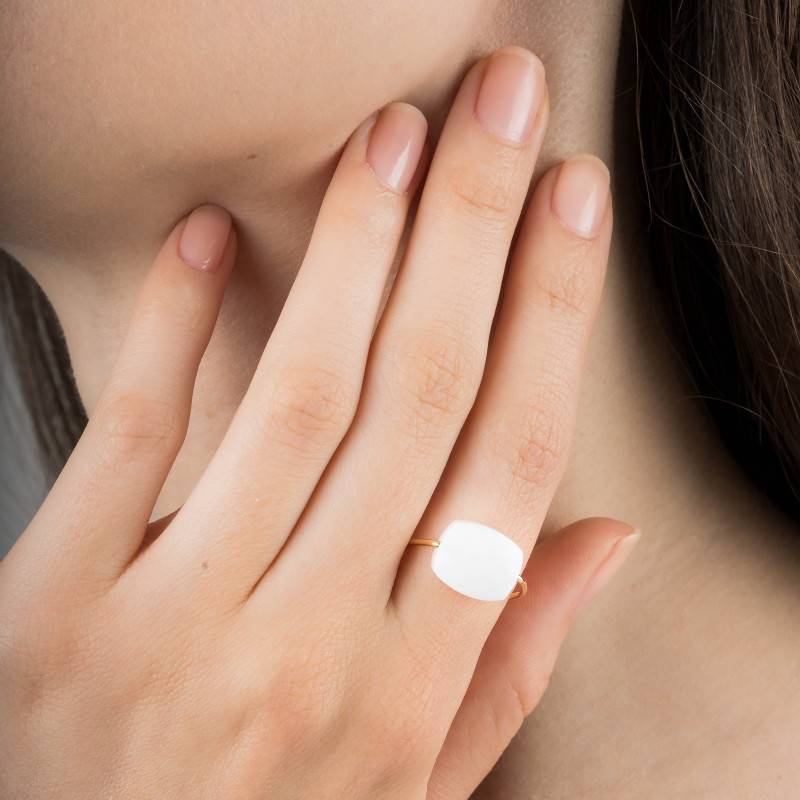 Bague agate blanche sale