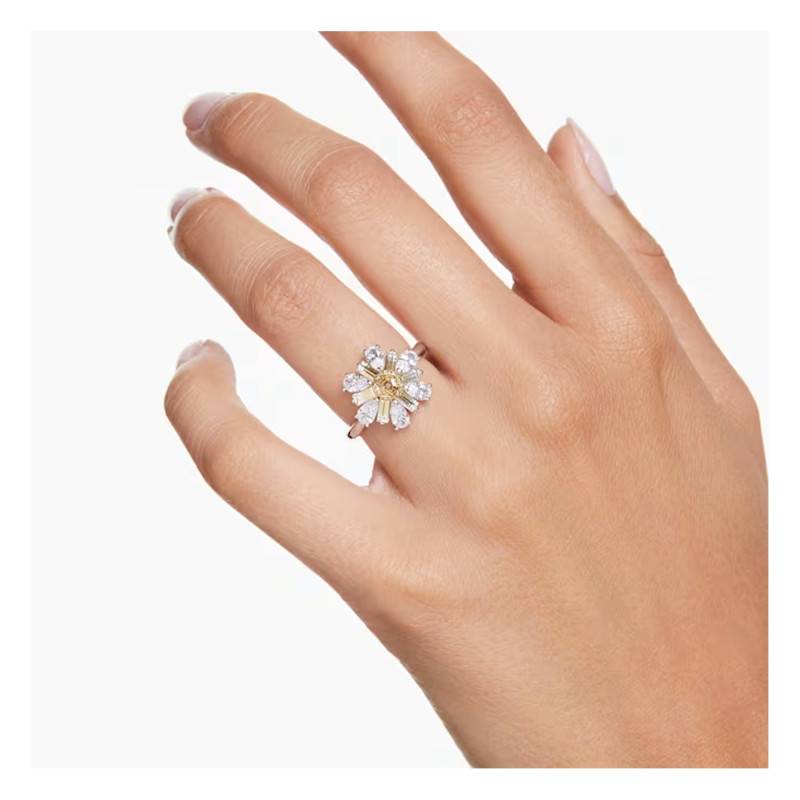 Bague Idyllia M tal Rhodi Cristaux Bicolores Swarovski Ocarat