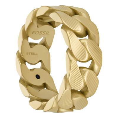 Bague Chaîne Harlow Linear Texture en Acier Doré - Fossil