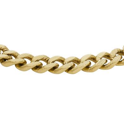 Harlow Gold-Tone Steel Curb Chain Bracelet, Length 16,50 cm, Width 10 mm - Fossil